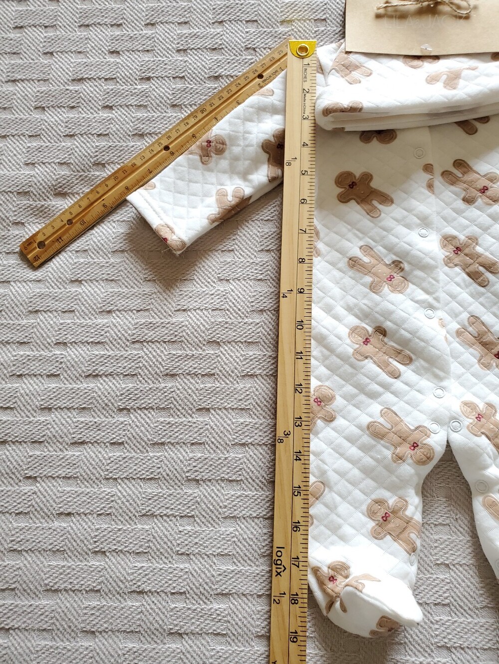 Lila & Jack Quilted Gingerbread Man Holiday Footed Pajama Set NWT 0-3M - Picture 6 of 11